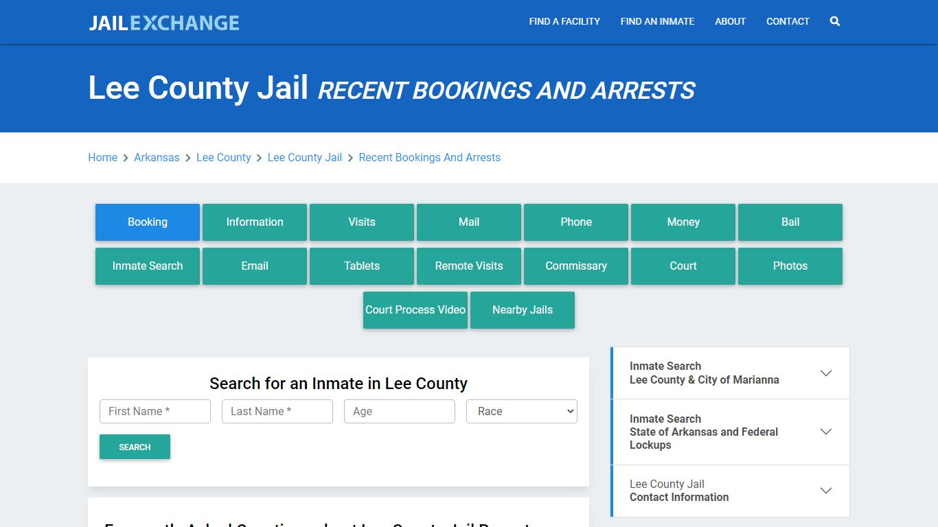 Lee County Jail AR Recent Arrests and Bookings - Jail Exchange